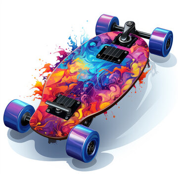watercolor Skateboard electric clipart, Generative Ai