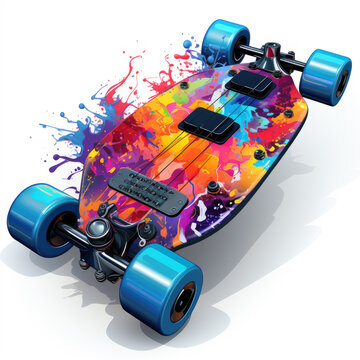 watercolor Skateboard electric clipart, Generative Ai