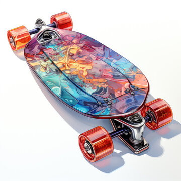 watercolor Skateboard electric clipart, Generative Ai