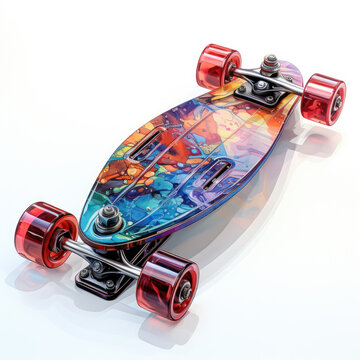 watercolor Skateboard electric clipart, Generative Ai