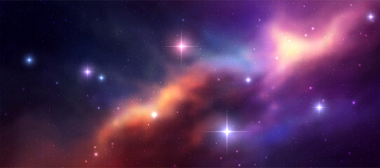 Wall Mural - space vector background with realistic nebula and shining stars. magic colorful galaxy with stardust