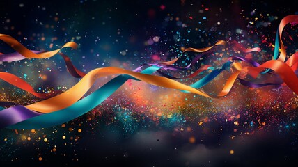 Poster - Burst of Colorful Streamers and Celebration Background