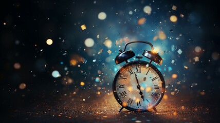 Poster - Midnight Countdown and Shimmering Confetti Background