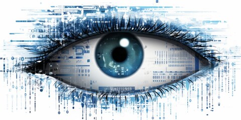 Aufkleber - Digital Vision: A Human Eye Reveals Binary Code, Unveiling the Matrix of AI and KI, Symbolizing the Futuristic Fusion of Technology and Artificial Intelligence
