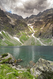 Fototapeta Dmuchawce - Morskie oko pond, view of the water surface and rocks