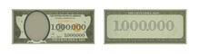 One Million Dollar Banknote Template. US Fake Fake Cash Note. Game Joke Money Million Dollar