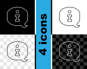 Poster - Set line Information icon isolated on black and white, transparent background. Vector