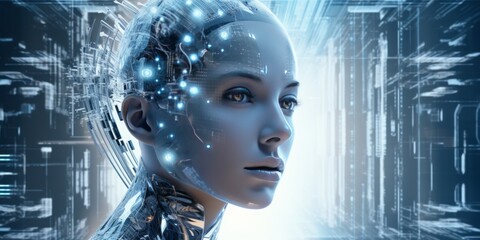 Poster - Smart Artificial Intelligence Technology Takes Center Stage in a Futuristic Backdrop, Showcasing Tech Marvels and High-Speed Internet Connectivity at the Forefront of Innovation