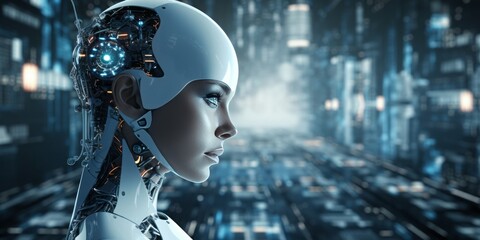 Poster - Smart Artificial Intelligence Technology Takes Center Stage in a Futuristic Backdrop, Showcasing Tech Marvels and High-Speed Internet Connectivity at the Forefront of Innovation