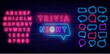 Trivia night neon emblem. Colorful handwritten text. Quiz time. Speech bubbles frames set. Vector stock illustration