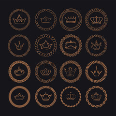 Poster - luxury crowns. collection of different crowns. vector labels template