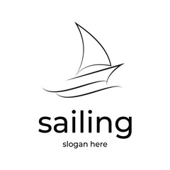 Poster - sailing line art logo vector minimalist illustration design