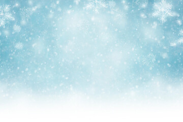 Wall Mural - Winter holiday background with snowflakes cold winter sky with copy space, AI generated