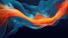 Spectacular Image Of Blue And Orange Liquid Ink Churning Together With A Realistic Texture And Great Quality Digital Art 3D