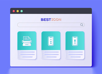Poster - set information, retro typewriter and mobile recording icon. vector