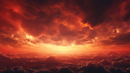 Wall Mural - bright red sunset horror hell apocalypse end of world concept abstract background