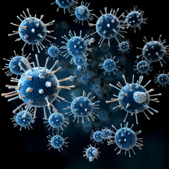 Wall Mural - an image of numerous coronaviruses