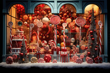 Christmas Window Display Of A Candy Store