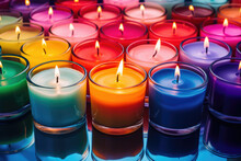 Multicolored Colors Candle Made Of Natural Wax. Beeswax. Craft Candles.