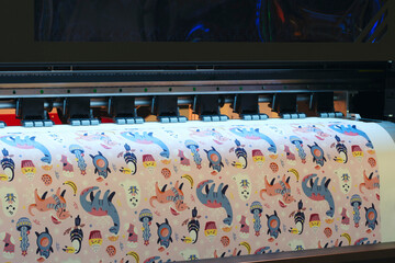 Poster - Industrial printing modern digital inkjet printer Industrial printing modern digital inkjet printer, color test