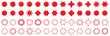 Set of red starburst. Price sticker, sale sticker, price tag, starburst, quality mark, retro stars, sale or discount sticker, sunburst badges, sun ray frames, shopping labels.