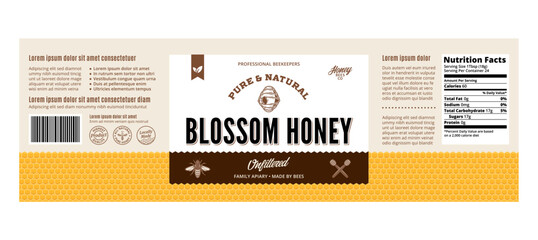 Wall Mural - Honey label or packaging design template. Vector honey illustration