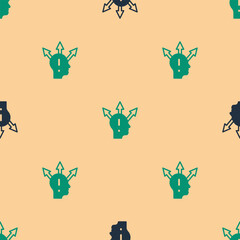 Poster - Green and black Project team base icon isolated seamless pattern on beige background. Business analysis and planning, consulting, team work, project management. Vector