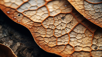 Wall Mural - Close up of dried brown leaf, macro nature photography concept