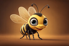 Adorable 3d Rendered Cute Happy Smiling And Joyful Bee Cartoon Character