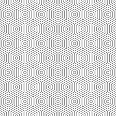Poster - Honeycomb seamless pattern. Repeating hexagon lattice. Repeated black line isolated on white background. Modern honey design for prints. Repeat contemporary texture. Plexus linear. Vector illustration