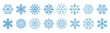 Set blue snowflake line icons, ice crystal snowflakes - stock vector