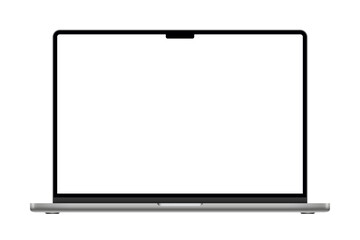 Poster - Modern laptop MacBook mockup with empty white monitor, device template mockup isolated - stock vector