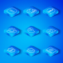 Poster - Set line Telephone 24 hours support, Head with question mark, Speech bubble chat, text Help, Information and Address book icon. Vector