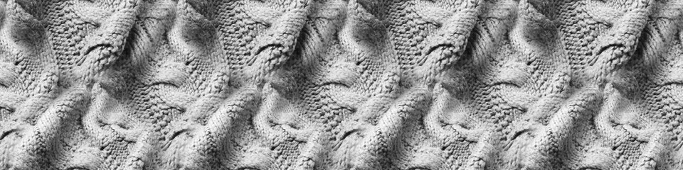 Wall Mural - Knitted Patterns. Silver Wool Knit Seamless.