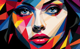 Fototapeta  - Captivating geometric pop art portrait illustration, using a vibrant and colorful palette