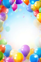 Wall Mural - Birthday background with balloons large copyspace area