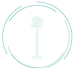 Poster - The floor lamp symbol filled with teal dots. Pointillism style. Vector illustration on white background