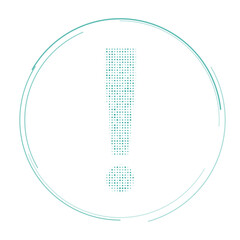 Poster - The exclamation symbol filled with teal dots. Pointillism style. Vector illustration on white background