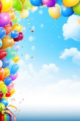 Sticker - Birthday background with balloons large copyspace area