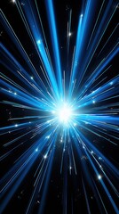 Poster - Bright Blue Star Burst With Black Background Generative AI