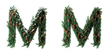 Christmas Letter M. Christmas Typography. Christmas Font Or Type, Holiday Typeface, And Alphabet On A Transparent Background. 3D Rendering.