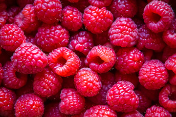 Wall Mural - Raspberries closeup view background