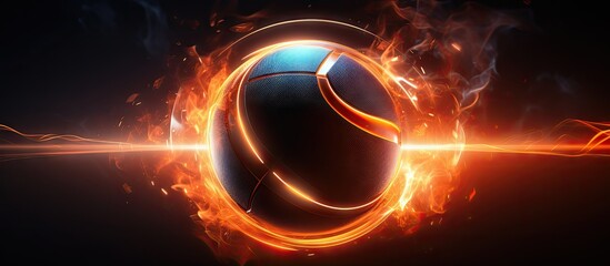 3D sports illustration with a realistic abstract backdrop featuring various ball sports Neon concept design with ample copy space Copy space image Place for adding text or design