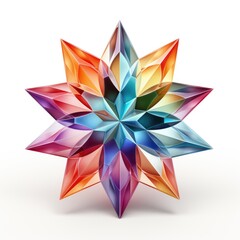 Wall Mural - A colorful origami star on a white surface. Realistic clipart on white background