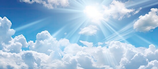 Wall Mural - beautiful cloudy sky with sunshine peaceful natural background sunny divine heaven religion heavenly