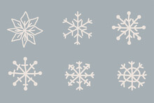 Hand Drawn Snowflakes Design. Winter Elements Vector Illustration