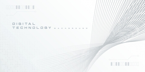 Digital technology futuristic internet network speed connection white background, cyber nano information, abstract communication, innovation future tech data, Ai big data line dot illustration vector