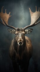 Wall Mural - a close up of a deer's face with antlers on it's head and antlers on it's back.