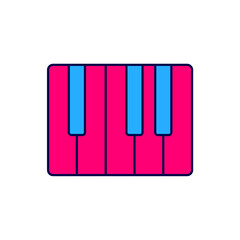 Sticker - Filled outline Music synthesizer icon isolated on white background. Electronic piano. Vector