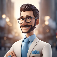 Poster - Portrait of a young businessman in glasses. 3d rendering.